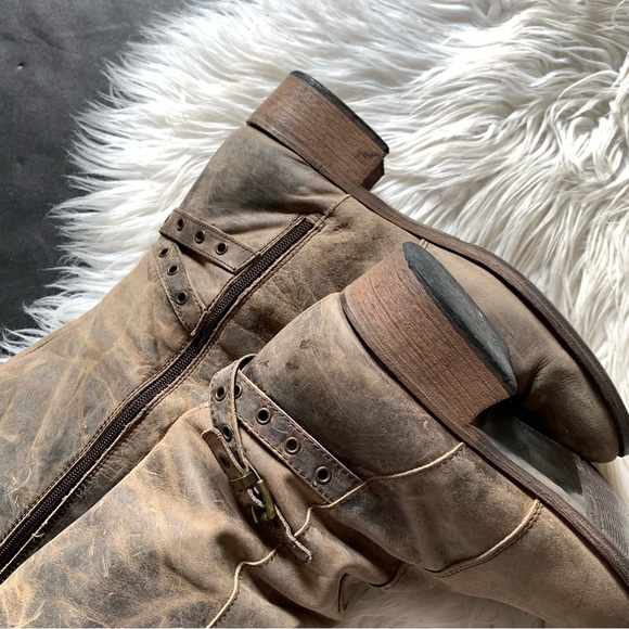 l e a t h e r :: Distressed Tall Leather Riding Boots - Picture 7 of 16